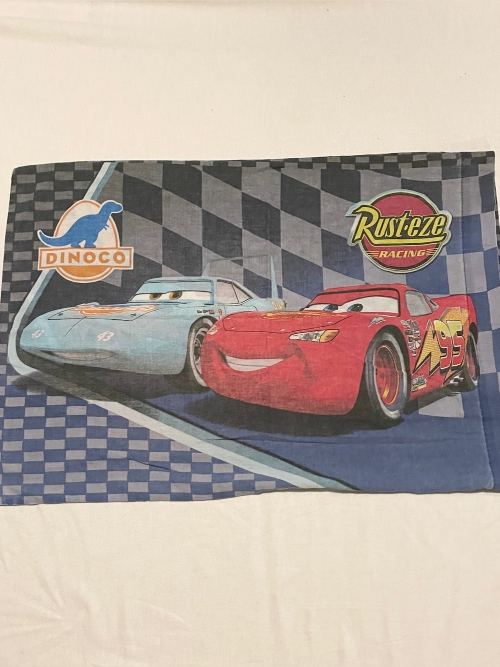 Vintage Disney Cars Pillowcase Lightning McQueen The King Dinoco Jay Franco